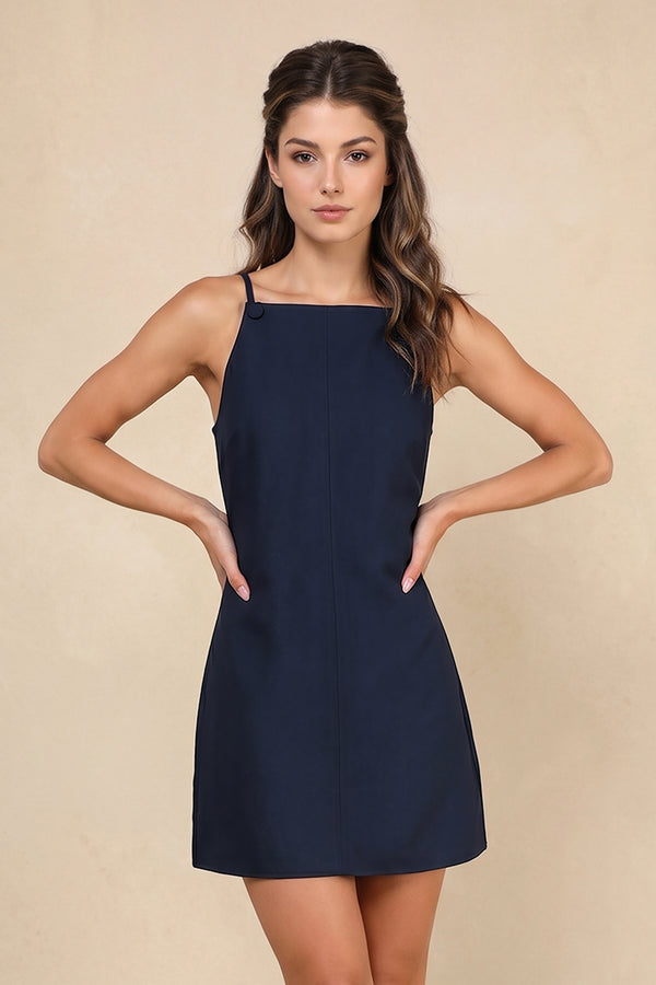 Boat Neck Sheath Matte Satin Mini Dress in Dark Navy – SHE IS ME Dresses