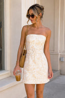 Golden Sheath Strapless Short Homecoming Dress - SHEISME