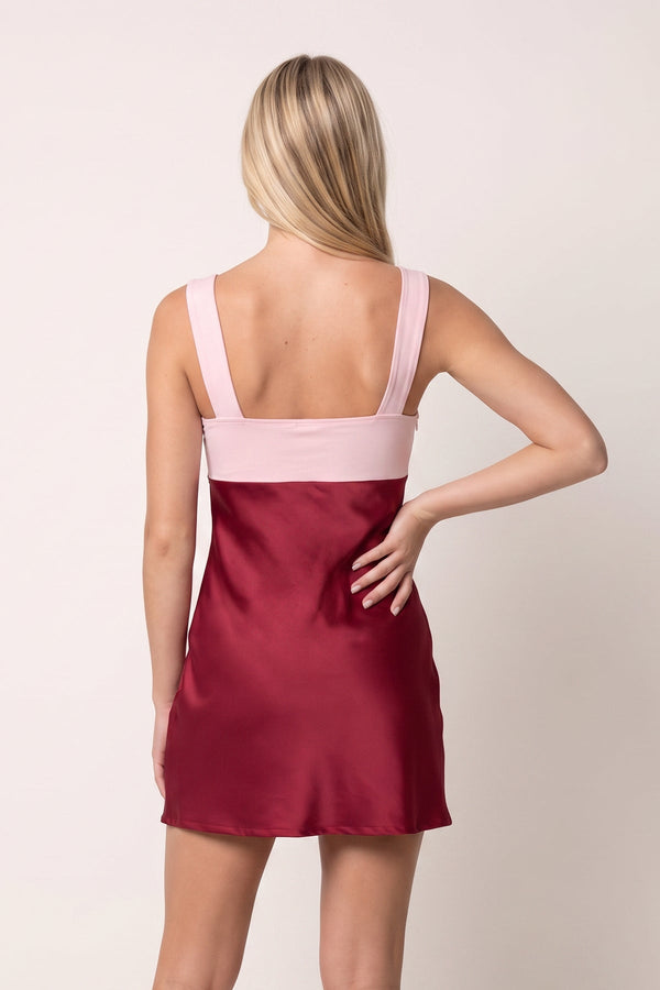 Burgundy Ruched Sweetheart Sheath Satin Homecoming Dress | SHEISME
