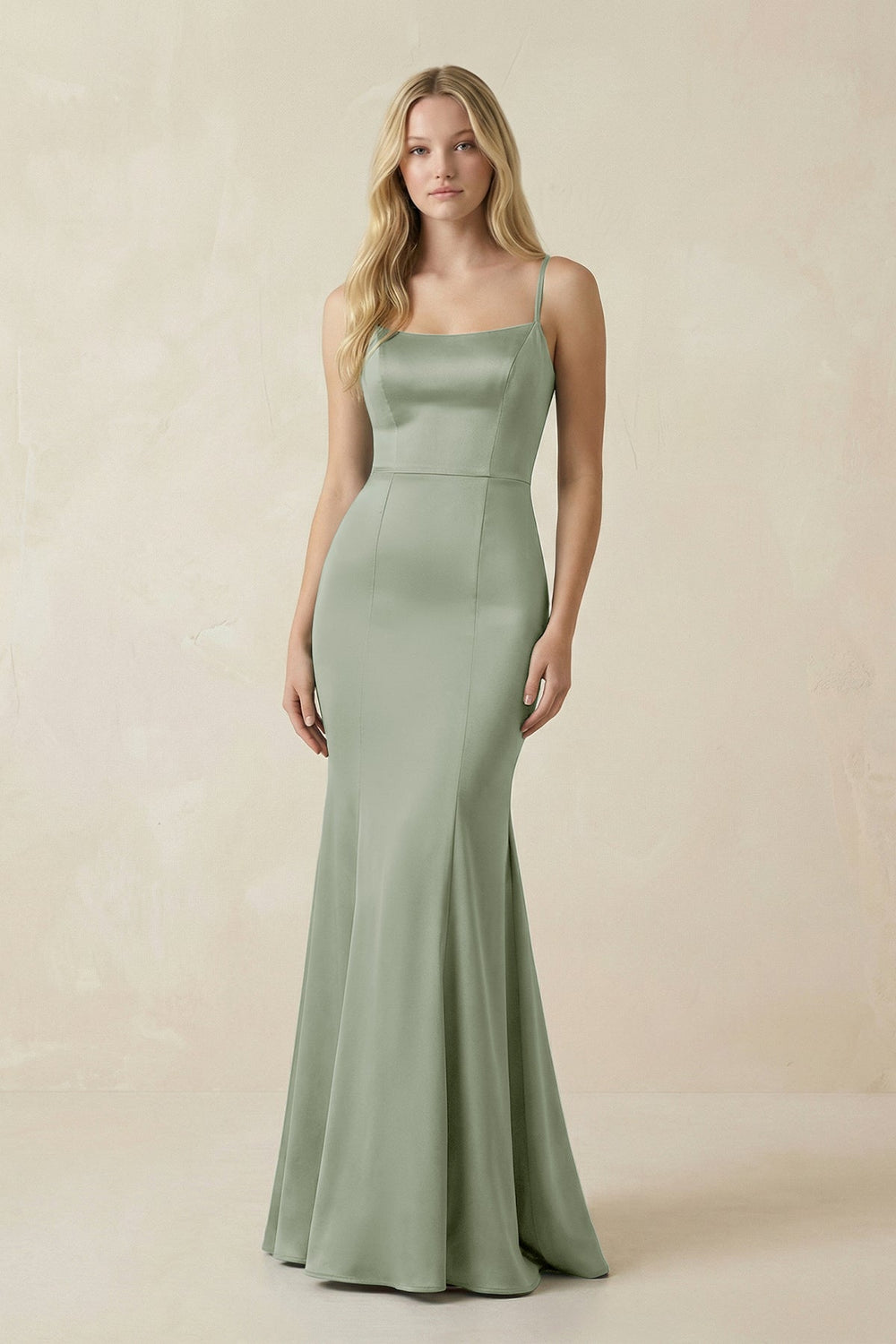 Cami Strap Ruffled Satin Bridesmaid Dress With Bow in Dove Gray - SHE IS ME Bridesmaid Dresses