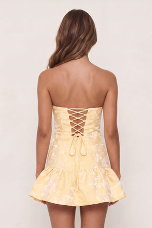 Yellow Sweetheart Jacquard A-Line Ruffled Homecoming Dress (2) | SHEISME