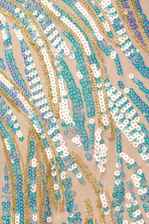 Champagne Sparkly One Shoulder Sequins Mini Party Dresses with Fringes (4) | SHEISME