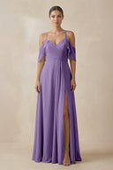 Chiffon A - Line Long Bridesmaid Dress in Tahiti - SHE IS ME Bridesmaid Dresses