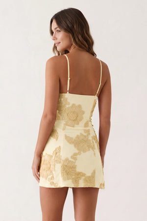 Yellow Coral Pink Spaghetti Straps Embroidered Sheath Mini Homecoming Dress | SHEISME