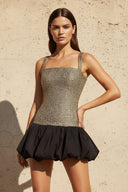 Corset Bubble Hem Mini Dress in Gold - SHE IS ME
