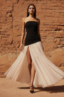 Corset Gown in Black and Beige - SHE IS ME PROM DRESSES