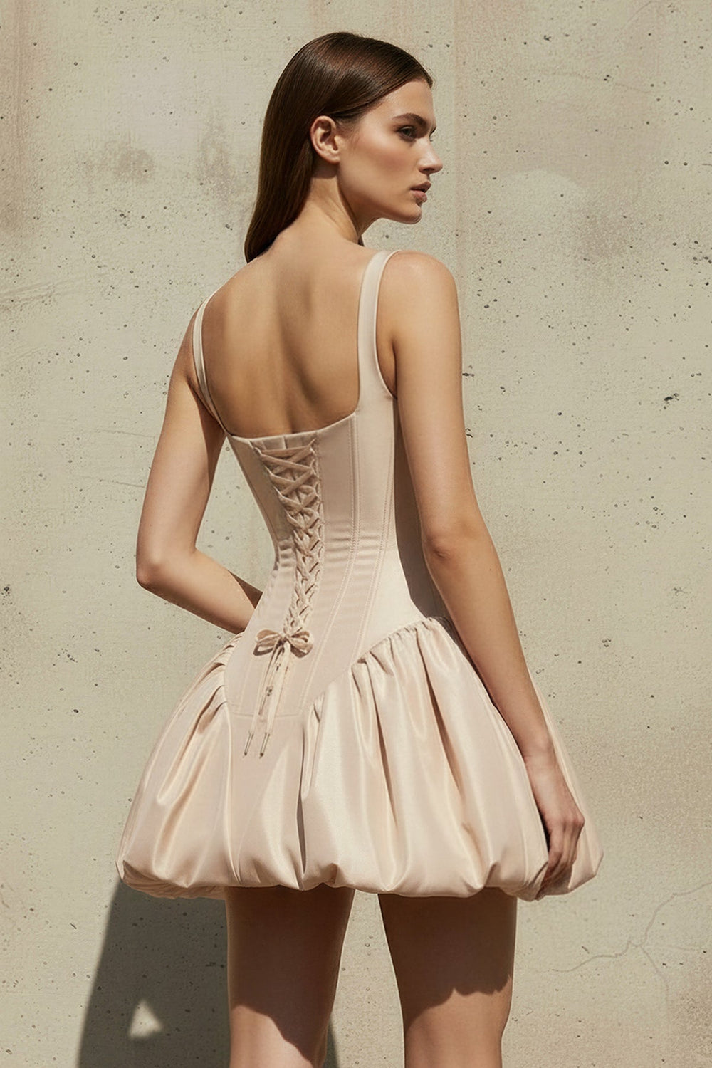 Corset Mini Dress in Champagne - SHE IS ME