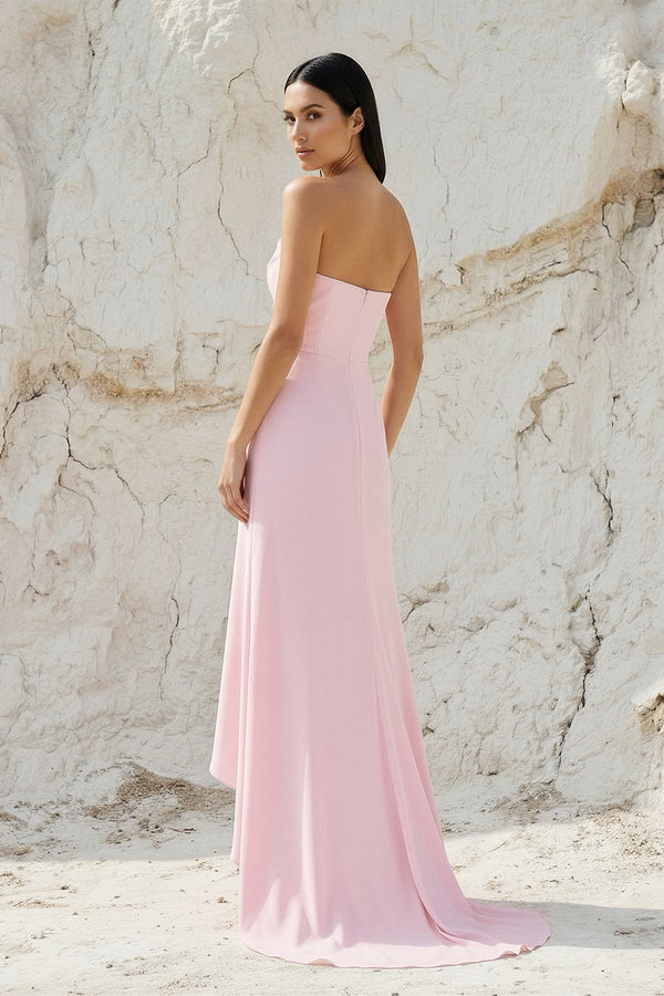 Cowl Neck High Low Maxi Dress in Pink - SHE IS ME