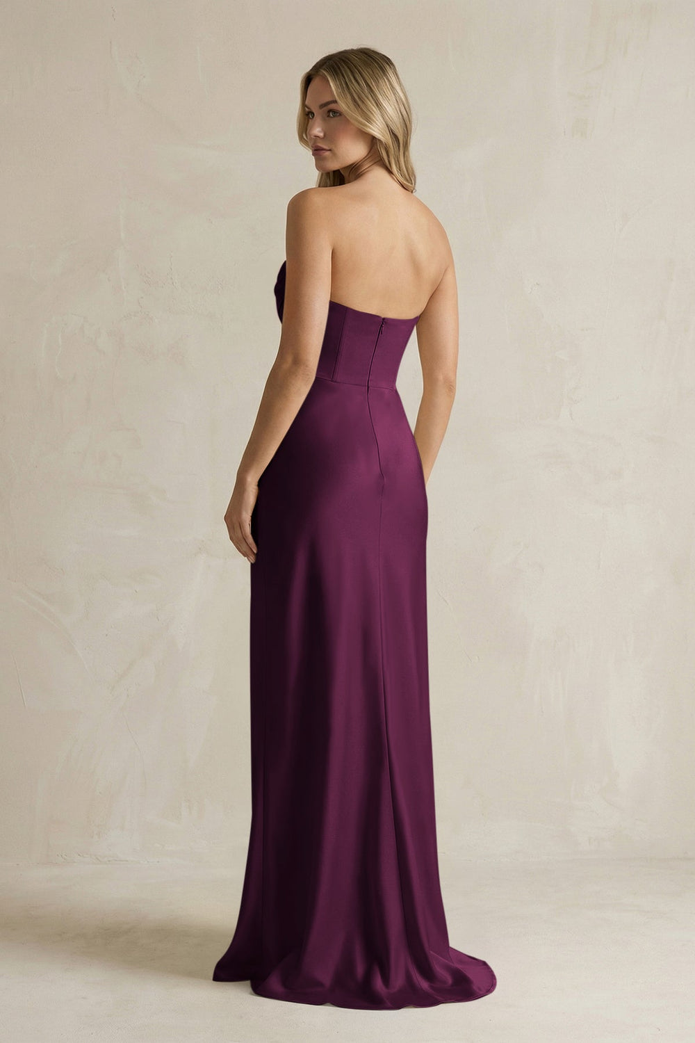 Cowl Neck Sheath Corset Bridesmaid Dress in Sangria - SHE IS ME Bridesmaid Dresses