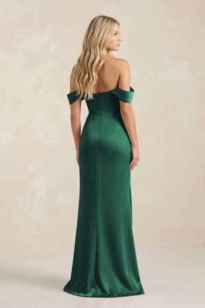 Cowl Neck Sheath Satin Bridesmaid Dress With Detachable Sleeves in Dark Green - SHE IS ME Bridesmaid Dresses