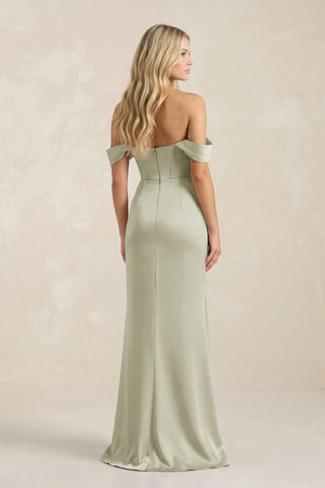 Cowl Neck Sheath Satin Bridesmaid Dress With Detachable Sleeves in Frost - SHE IS ME Bridesmaid Dresses