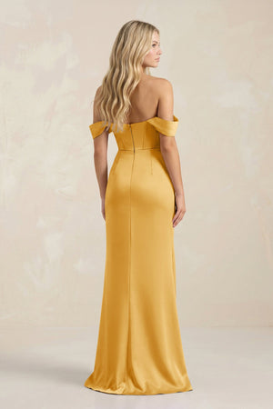 Cowl Neck Sheath Satin Bridesmaid Dress With Detachable Sleeves in Gold - SHE IS ME Bridesmaid Dresses