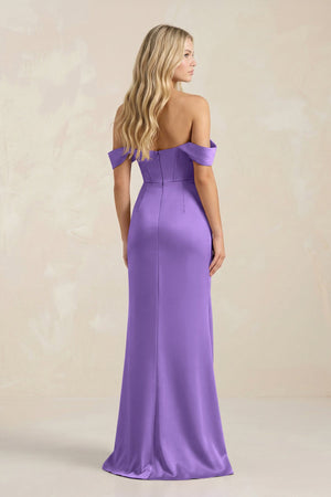 Cowl Neck Sheath Satin Bridesmaid Dress With Detachable Sleeves in Lilac - SHE IS ME Bridesmaid Dresses