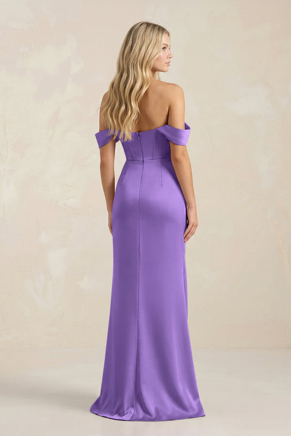 Cowl Neck Sheath Satin Bridesmaid Dress With Detachable Sleeves in Lilac - SHE IS ME Bridesmaid Dresses