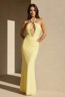 Cutout Halter Maxi Dress in Yellow - SHE IS ME