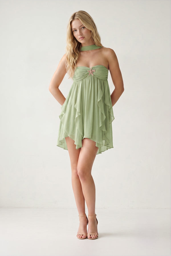 Sage Green Ruffled A-Line Sweetheart Ruched Homecoming Dress | SHEISME