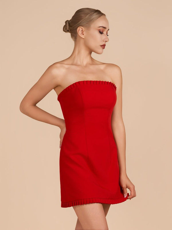 Red A-Line Strapless Ruffles Mini Homecoming Dresses - SHEISME