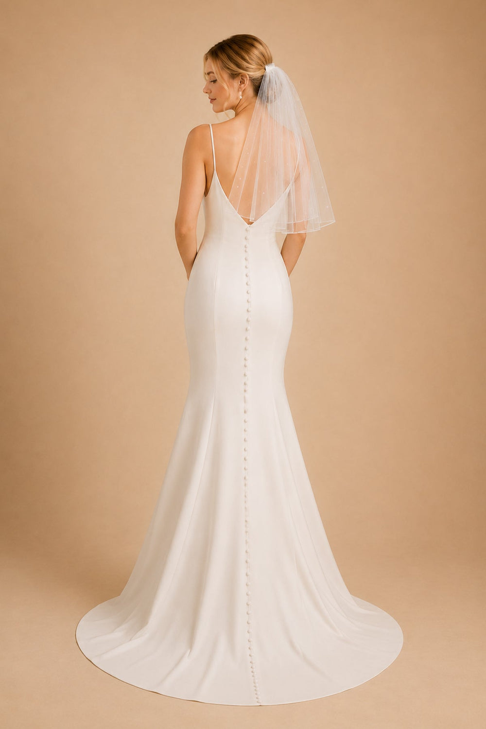 Elegant Pearl Wedding Veil with Comb in White - SHE IS ME Wedding Veils