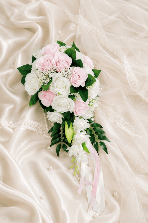 Elegant Silk Roses Wedding Flowers Bouquets in Pink - SHE IS ME Accessories