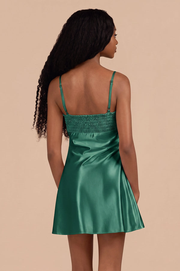 Emerald Sheath Spaghetti Straps Satin Homecoming Dress (2) | SHEISME