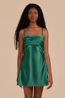 Emerald Sheath Spaghetti Straps Satin Homecoming Dress | SHEISME
