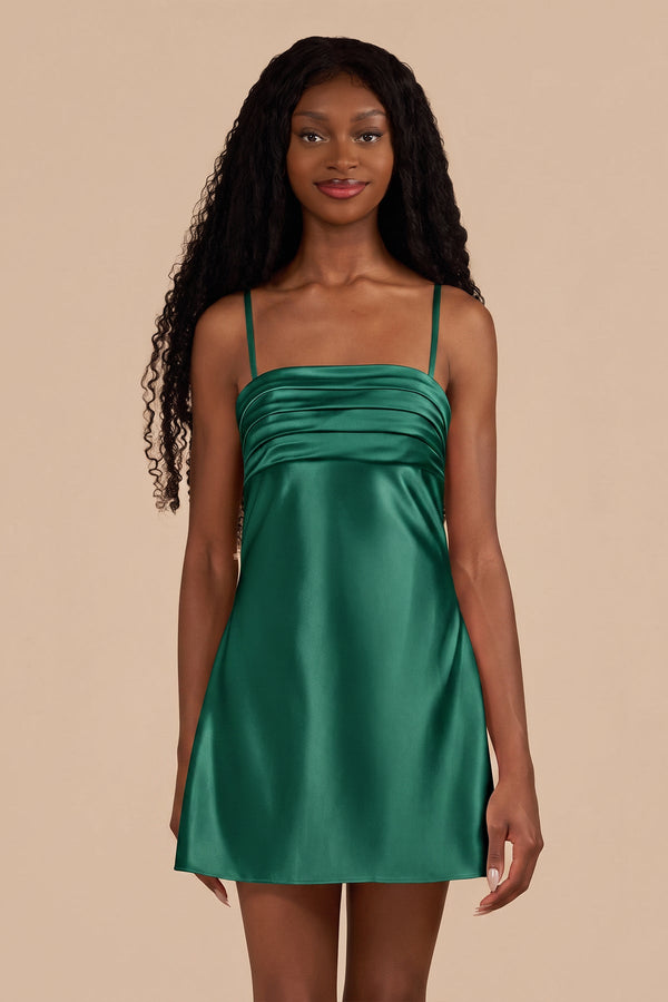 Emerald Sheath Spaghetti Straps Satin Homecoming Dress | SHEISME