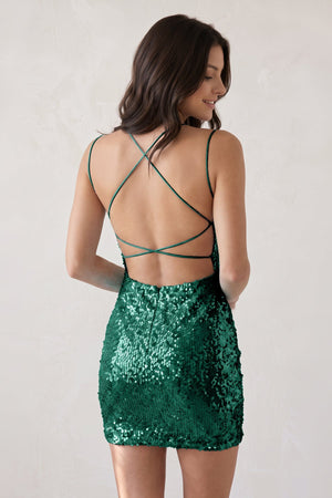 Emerald Sheath V Neck Blue Sequins Sheath Mini Homecoming Dresses (2) | SHEISME