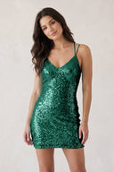 Emerald Sheath V Neck Blue Sequins Sheath Mini Homecoming Dresses | SHEISME