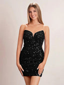 Evora | Bodycon Royal Blue Sweetheart Sequin Short Homecoming Dresses