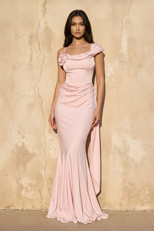 Floral Mermaid Gown in Pink - SHE IS ME