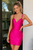Sheath Spaghetti Straps Green Short Homecoming Dress with Criss Cross Back  – Cocktail Dress by SHEISME | Available at SHEISME