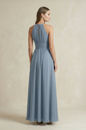 Halter A - Line Chiffon Ankle - Length Bridesmaid Dress - SHE IS ME Bridesmaid Dresses
