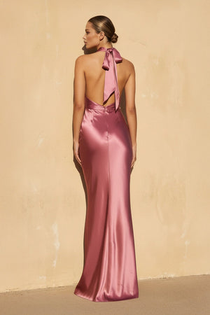 Halter Backless Maxi Dress in Mulberry - SHE IS ME