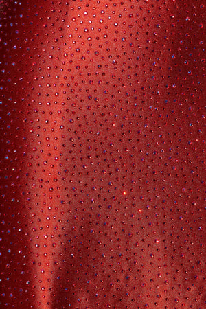 Halter Beaded Gown With Slit in Red - SHE IS ME