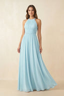 Halter Pleated A - Line Chiffon Bridesmaid Dress - SHE IS ME Bridesmaid Dresses