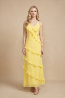 Halter Ruffled Maxi Dress in Yellow