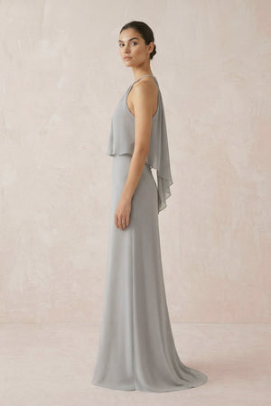Halter Sheath Ruffled Chiffon Bridesmaid Dress - SHE IS ME Bridesmaid Dresses