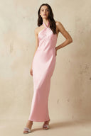 Halter Twist Maxi Dress in Pink - SHE IS ME