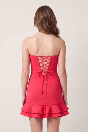 Hot Pink Strapless Bodycon Spandex Ruffles Short Homecoming Dresses (2) | SHEISME