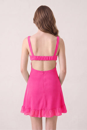 Hot Pink Sweetheart Chiffon Ruffled A-Line Cut-Out Homecoming Dress (2) | SHEISME