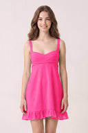 Hot Pink Sweetheart Chiffon Ruffled A-Line Cut-Out Homecoming Dress | SHEISME