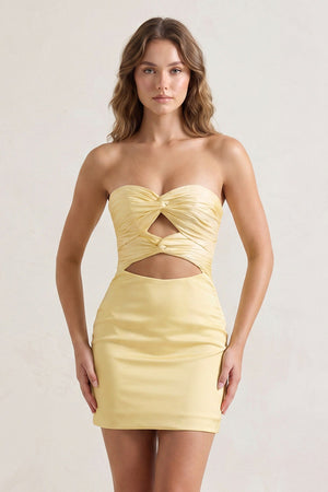 Yellow Strapless Sheath Short Homecoming Dresses With Keyhole - SHEISME