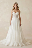 Ivory A - Line Glitter Tulle Wedding Dress - SHE IS ME Wedding Dresses