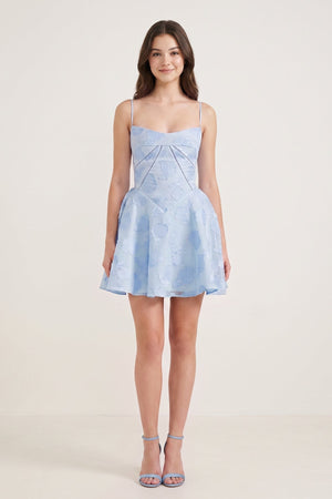 Sky Blue Spaghetti Straps Chiffon Jacquard A-Line Homecoming Dress (3) | SHEISME