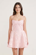 Pink Spaghetti Straps Chiffon Jacquard A-Line Homecoming Dress | SHEISME
