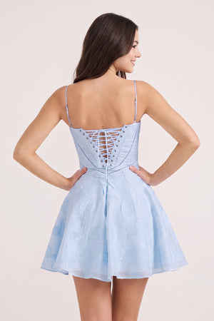 Sky Blue Spaghetti Straps Chiffon Jacquard A-Line Homecoming Dress (2) | SHEISME