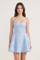 Sky Blue Spaghetti Straps Chiffon Jacquard A-Line Homecoming Dress | SHEISME
