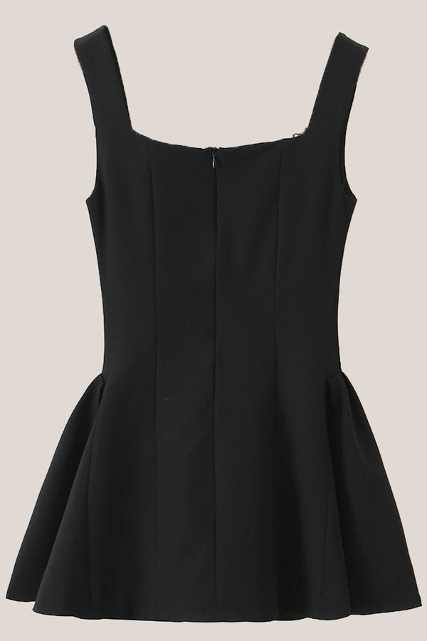 Lace Scoop Neck A-Line Cotton Mini Dress in Black– SHE IS ME Dresses