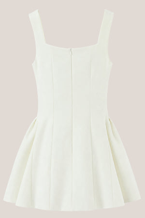 Lace Scoop Neck A-Line Cotton Mini Dress in White– SHE IS ME Dresses