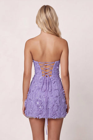Lavender 3D Flower Sequin Sweetheart Sheath Homecoming Dress (4) | SHEISME